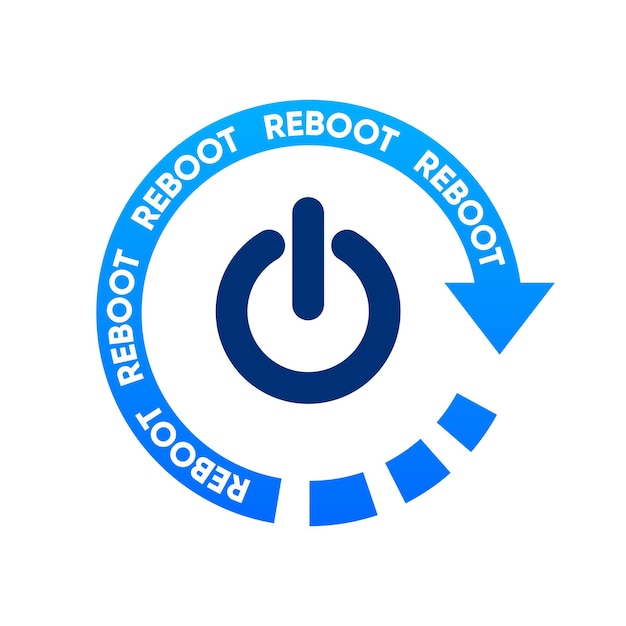 Reboot or restart logo Restarting technology Vector illustration