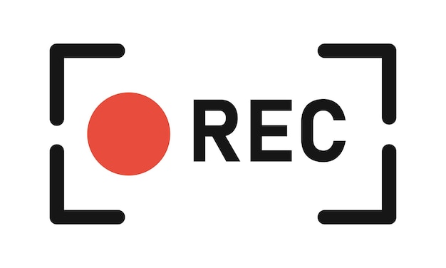 Rec button icon vector record music and video symbol