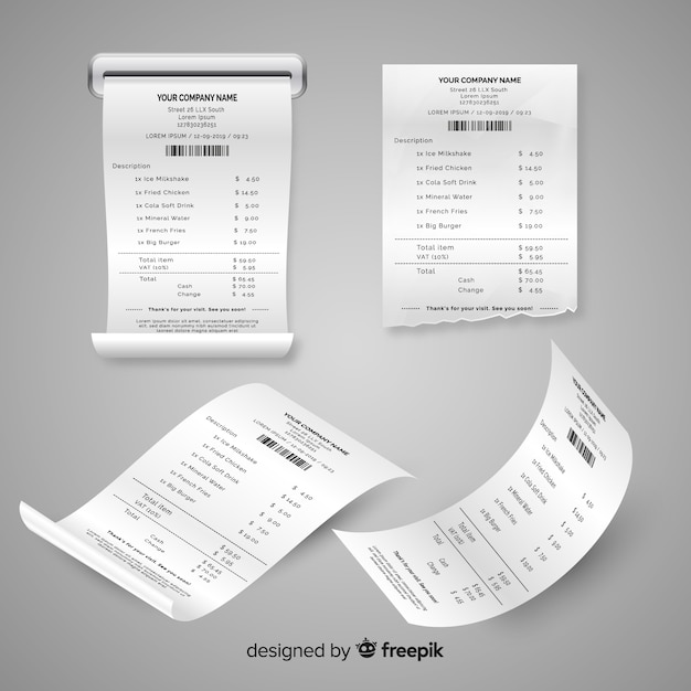 Receipt template collection with realistic design