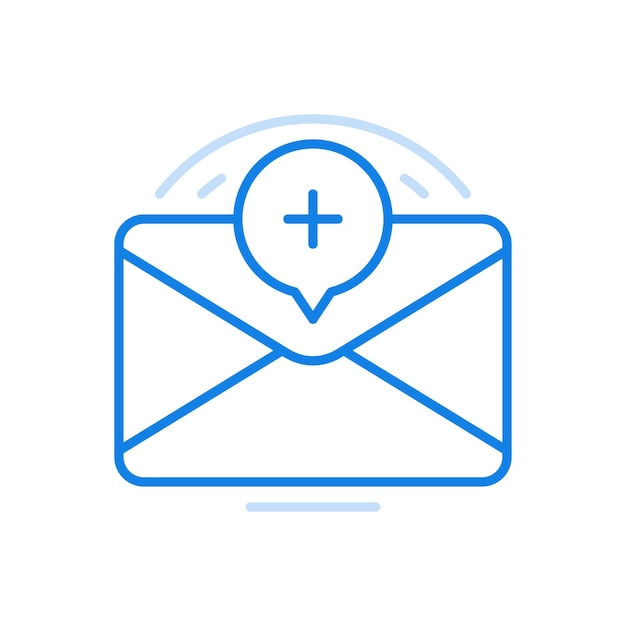 Received new message vector line icon Closed envelope with plus in circle