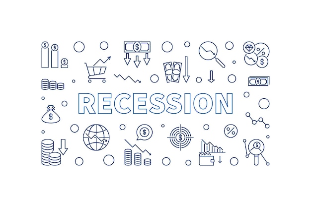 Recession vector horizontal banner Economic Crisis illustration