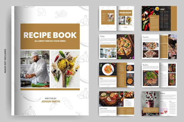 Recipe Book Brochure Template or Cookbook Magazine Layout design