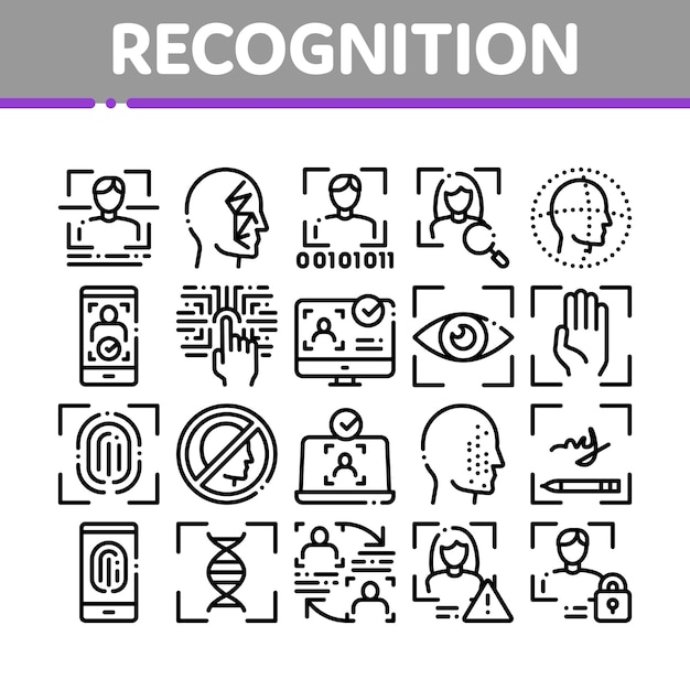 Recognition Collection Elements Icons Set