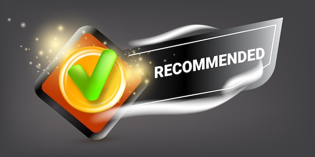 Recommended banner design template with green check mark