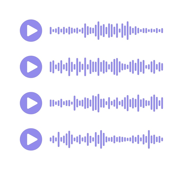Record music player Message voice record Spectrum noise and play button Mobile app sound wave
