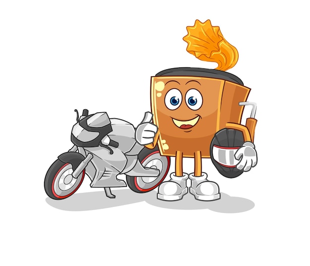 Record player racer character cartoon mascot vector