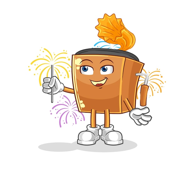 Record player with fireworks mascot cartoon vector