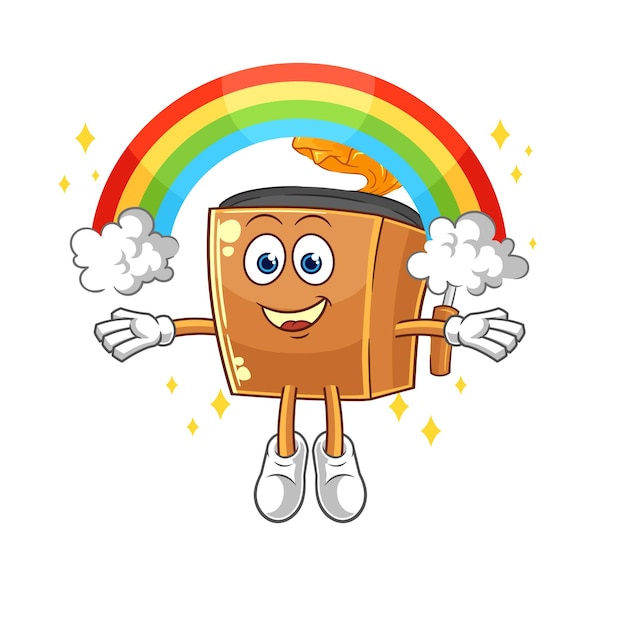 Record player with a rainbow cartoon vector