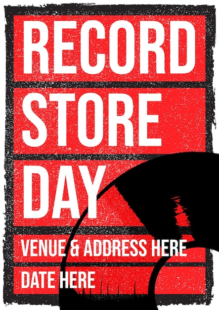 Record Store Day Gig Poster Flyer Template tshirt design records vinyl retro music