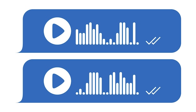 Recording of audio message template Dialogue with audio records in speech bubbles Vector