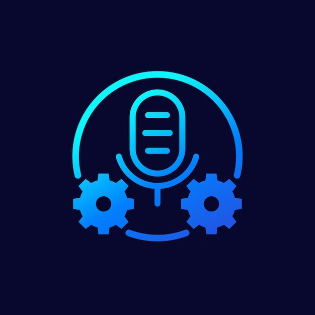 Recording settings vector icon, microphone and gears