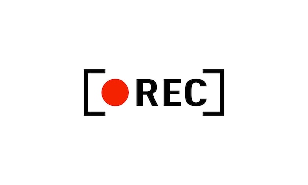 Recording sign REC icon Isolated vector Recording black with red vector