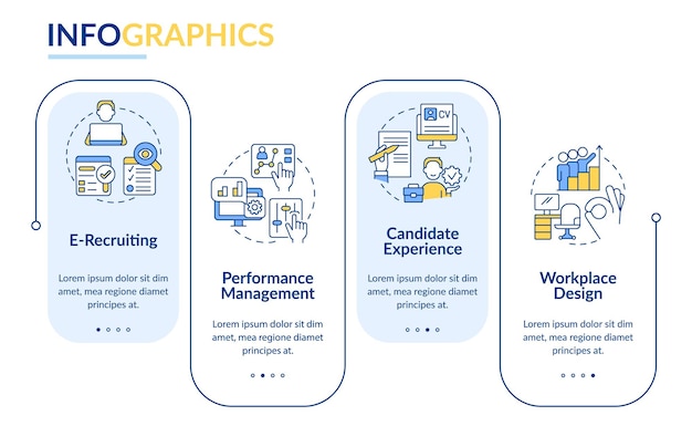 Recruiting methods rectangle infographic template