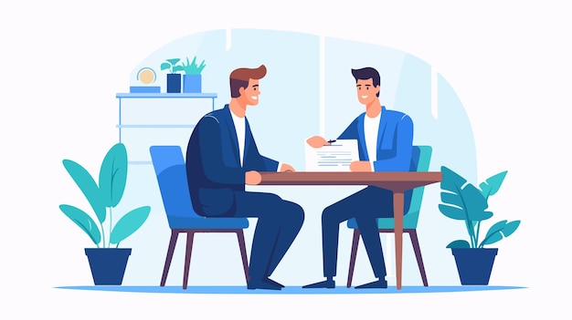 Vector recruitment process video concept with male hr manager