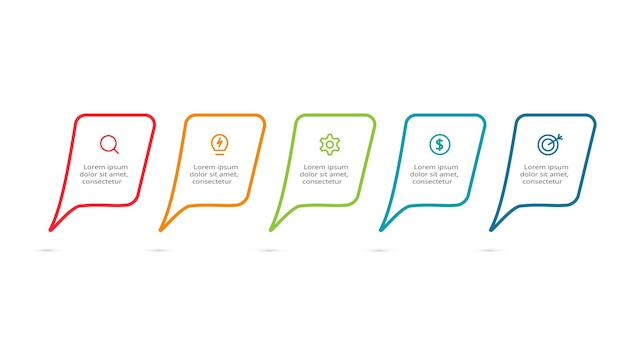 Rectangle concept for infographic with 5 steps options parts or processes Business data visualization