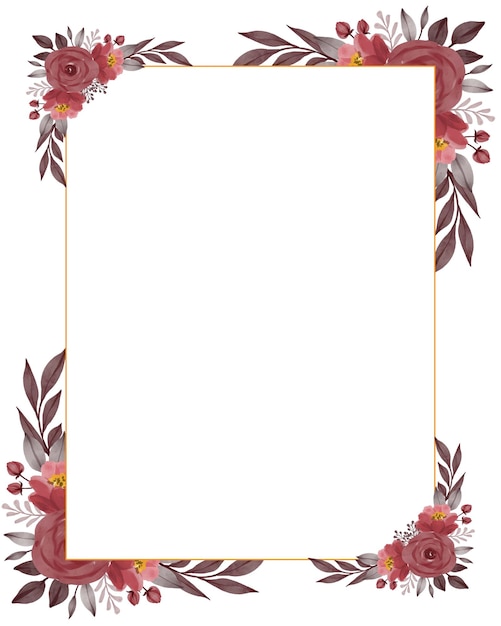 rectangle frame with red roses bouquet border