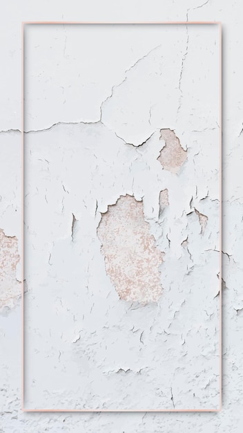 Vector rectangle gold frame on weathered white paint textured mobile phone wallpaper vector