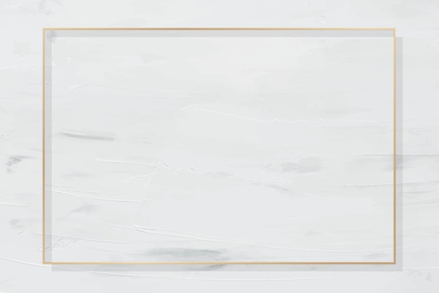 Rectangle gold frame on white painted background vector