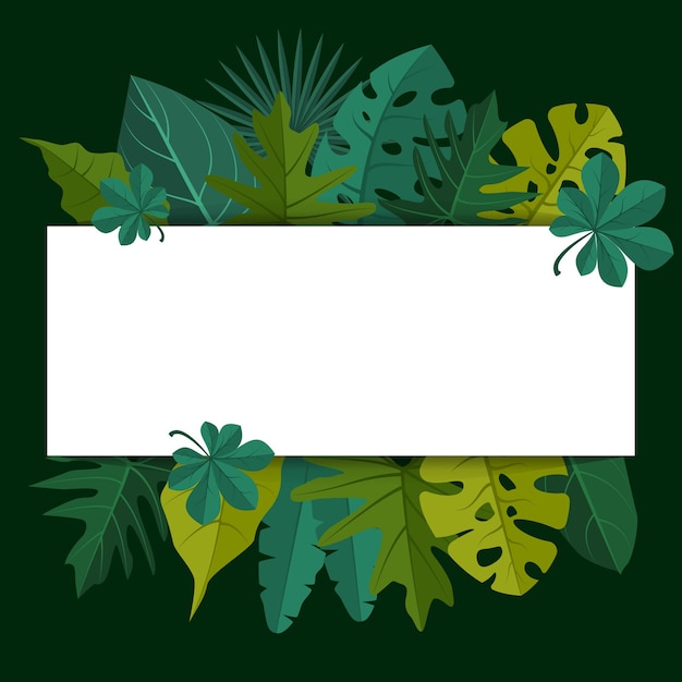 Rectangle Green Tropical Plant Summer Leaf Border Frame Background