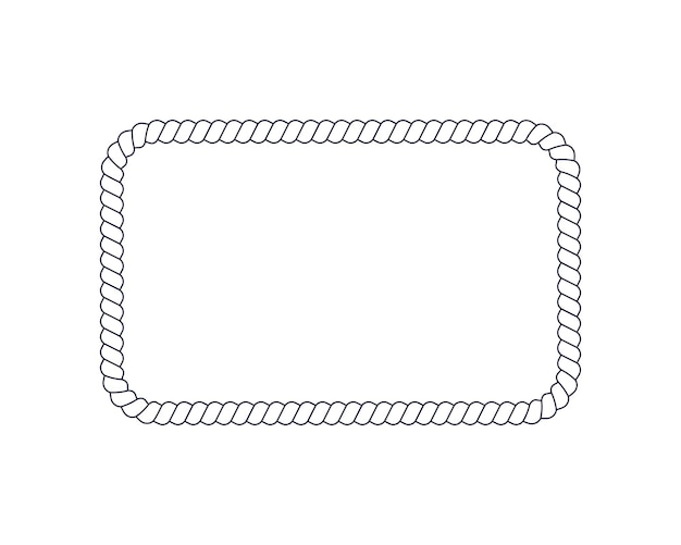 Rectangle rope frame for photo or picture in retro yacht style Design element in maritime style