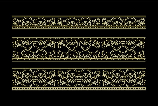 Rectangle Seamless Golden Decorative Beauty Royal Border Frame Ornament Element Design Illustration Vector