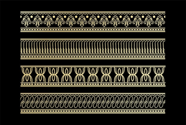 Rectangle Seamless Golden Decorative Beauty Royal Border Frame Ornament Element Design Illustration Vector