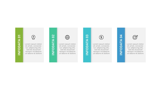 Rectangles infographic with 4 steps options parts or processes Business data visualization