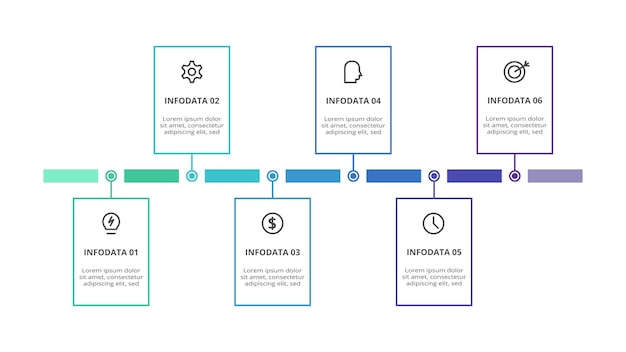 Rectangles infographic with 6 steps options parts or processes Business data visualization