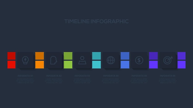 Rectangles infographic with 6 steps options parts or processes Business data visualization