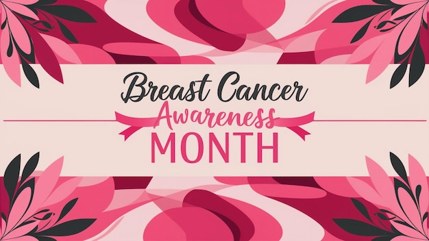 Vector rectangular banner with a breast cancer awareness month theme