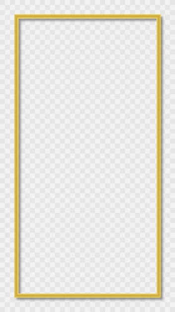 Vector rectangular golden frame story on transparent background