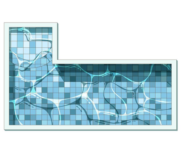 Vector rectangular lshaped swimming pool flat cartoon illustration isolated on the white background