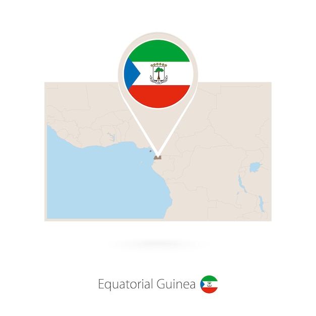 Rectangular map of Equatorial Guinea with pin icon of Equatorial Guinea