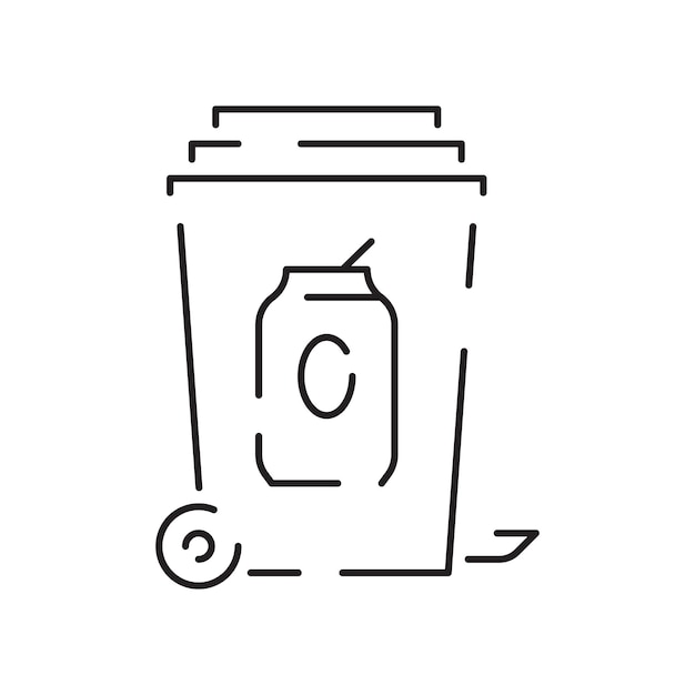 Recyclable material line icon Ecology outline vector recycled symbol Bin Rubbish garbage or trash Glass and plastic bottle