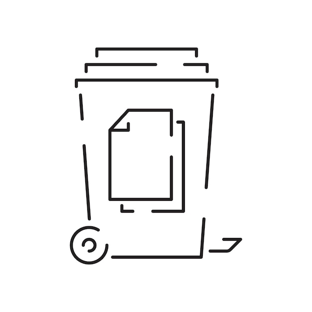 Recyclable material line icon Ecology outline vector recycled symbol Bin Rubbish garbage or trash paper