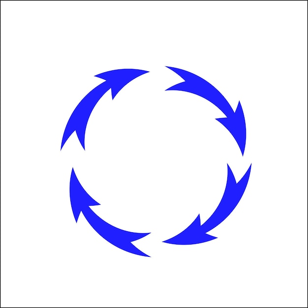 Recycle blue color arrow on white background