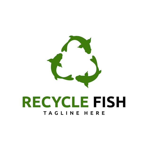 Recycle fish logo design for ornamental fish logo or business company logo vector icon label emblem