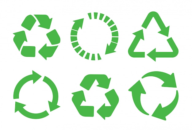 Recycle icon set. Recycling green color.