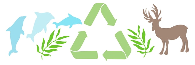 A recycle sign with a dolphin and a dolphin