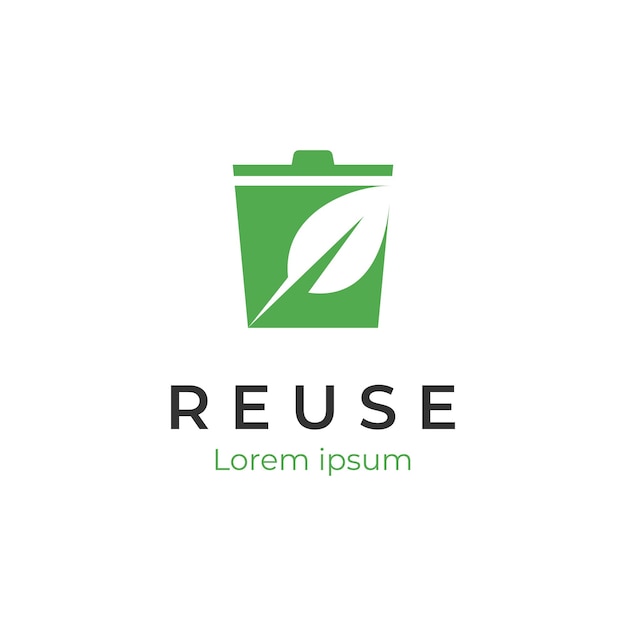 Recycle trash logo design for reuse environment Recycle bin leaf organic logo icon organic