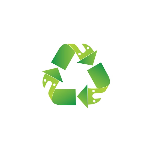 Recycle waste symbol green arrows logo