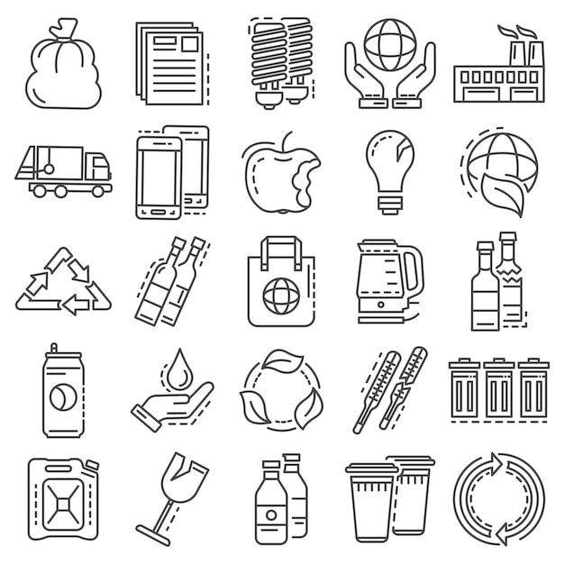 Recycles icon set. Outline set of recycles vector icons