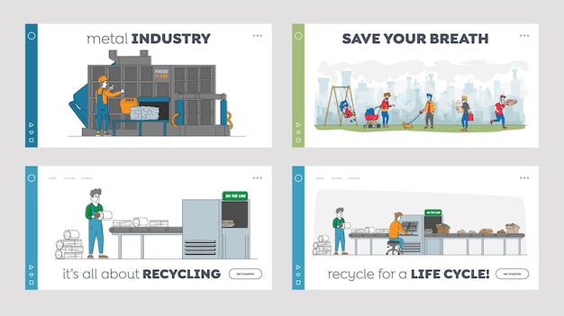 Recycling Iron Rubbish Landing Page Template Set