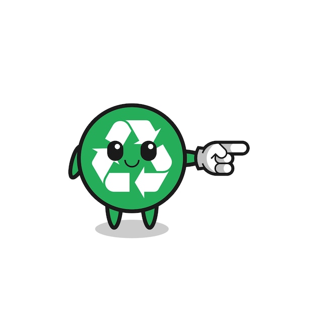 Recycling mascot with pointing right gesture