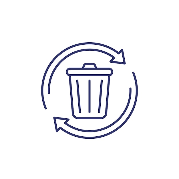 Recycling waste line icon with trash bin