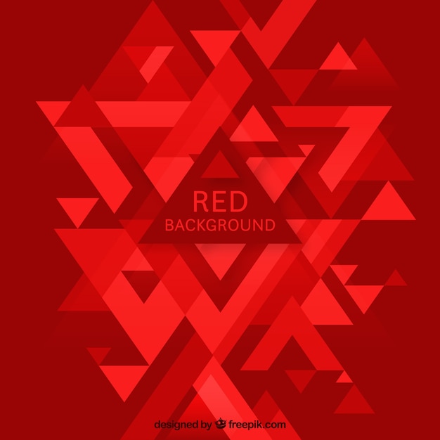 Red abstract background with triangles