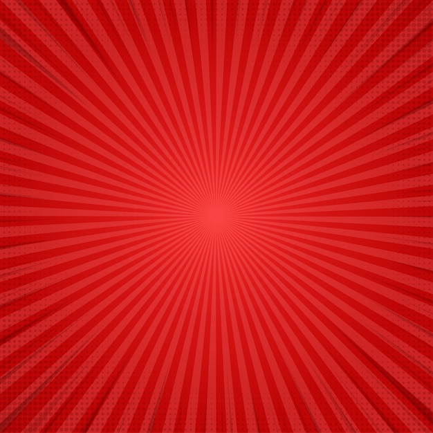 Red Abstract Comic Cartoon Sunlight Background.