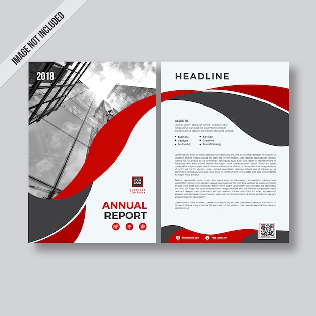 Red abstract design annual report flyer template