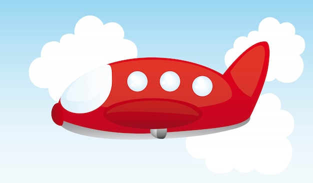 red air plane cartoon over sky vector illustration