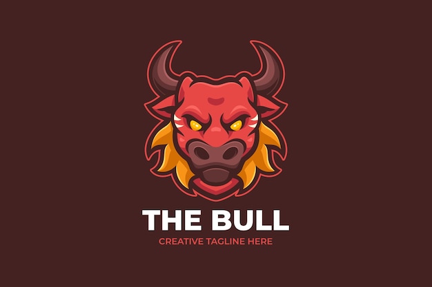 Vector red angry bull mascot logo character